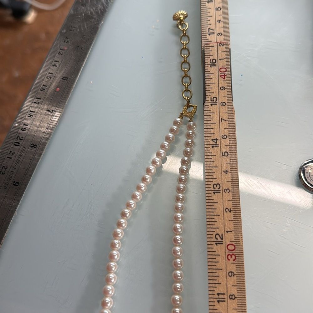 Vintage Richelieu Faux Pearl Rhinestone Necklace 18 inches - Picture 6 of 9